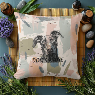 Modern Doberman Portrait – Abstract Brushstroke Cushion