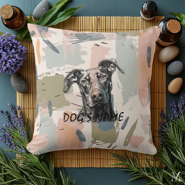Modern Doberman Portrait – Abstract Brushstroke Cushion (Creator Uploaded)