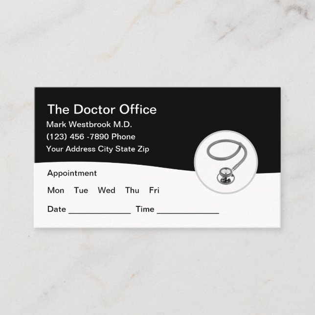 Modern Doctor Appointment Business Cards (Front)