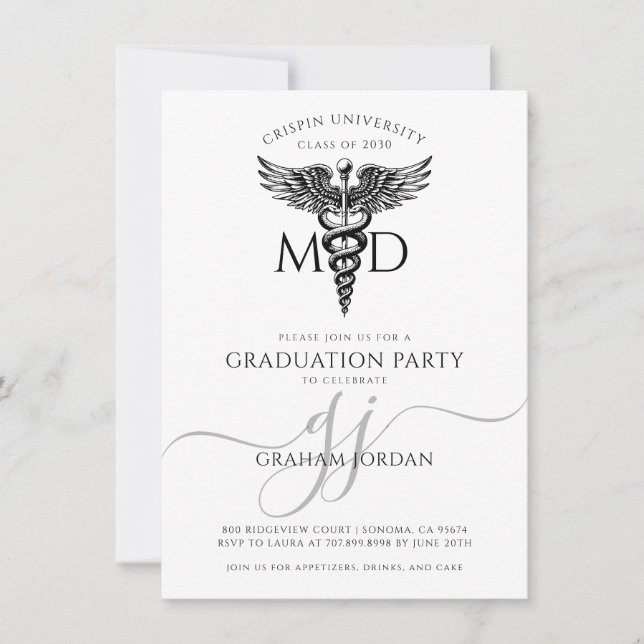 Modern Doctor Photo Graduation Party  Invitation (Front)
