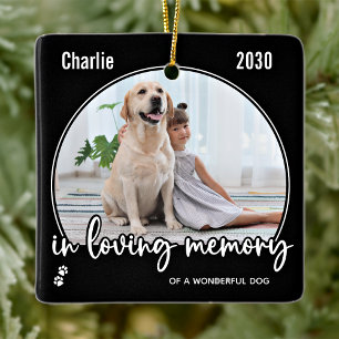 Modern Dog 2 Photo In Loving Memory Pet Memorial Ceramic Ornament