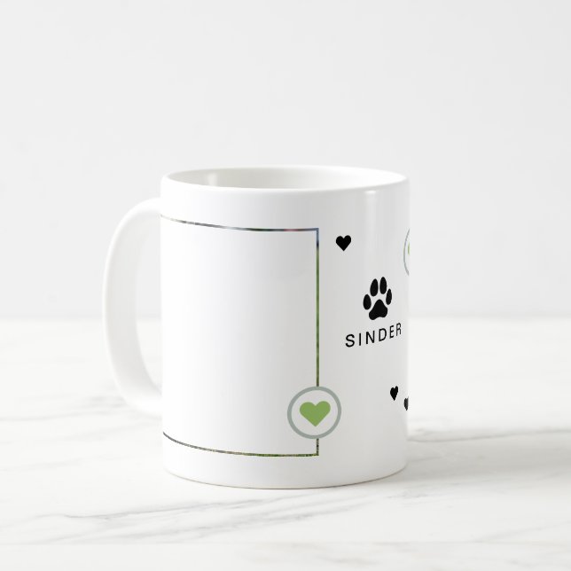 Modern Dog 2 Photos Hearts Name Coffee Mug (Front Left)