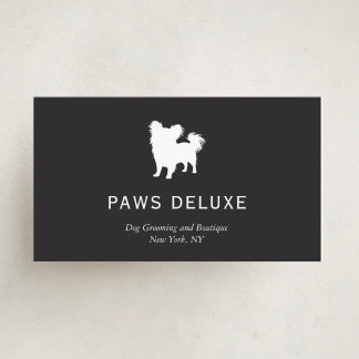Modern Dog Grooming Silhouette Logo | Charcoal Business Card