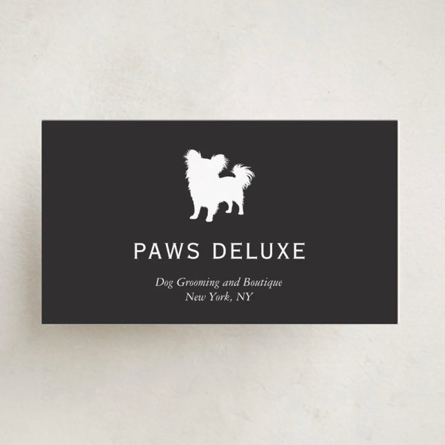 Modern Dog Grooming Silhouette Logo | Charcoal Business Card (Creator Uploaded)