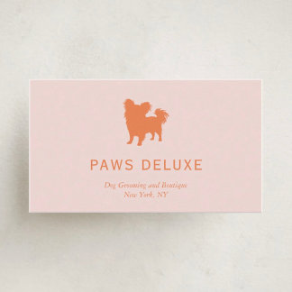 Modern Dog Grooming Silhouette Logo | Orange Business Card
