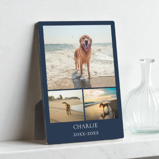 Modern Dog Keepsake Blue Custom Pet Collage  Photo Plaque