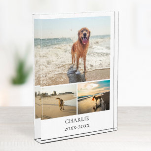 Modern Dog Keepsake Cute Personalised Pet Collage Photo Block