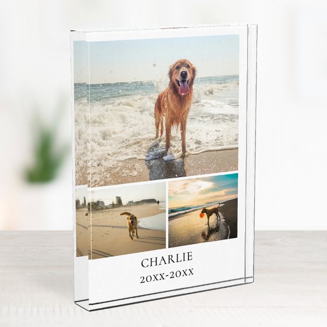 Modern Dog Keepsake Cute Personalised Pet Collage Photo Block (Modern Dog Keepsake Cute Personalized Pet Collage Photo Block)