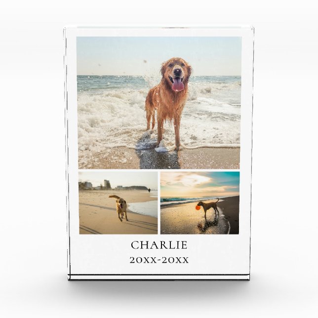 Modern Dog Keepsake Cute Personalised Pet Collage Photo Block (Front)
