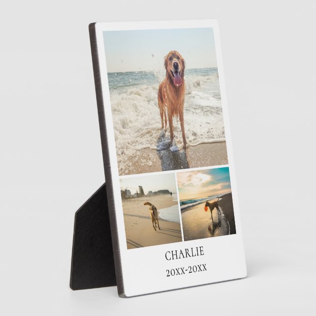 Modern Dog Keepsake Personalised Pet Collage Photo Plaque (Side)
