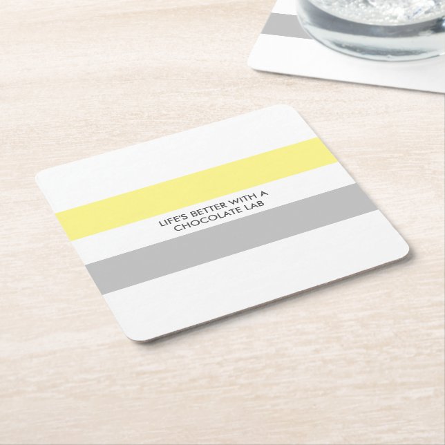 Modern Dog Lover Labrador Fun Quote Square Paper Coaster (Angled)