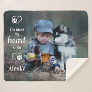 Modern Dog Lover Personalised Pet Photo Sherpa Blanket