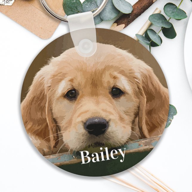 Modern Dog Lover Personalized Pet Photo Key Ring (Creator Uploaded)