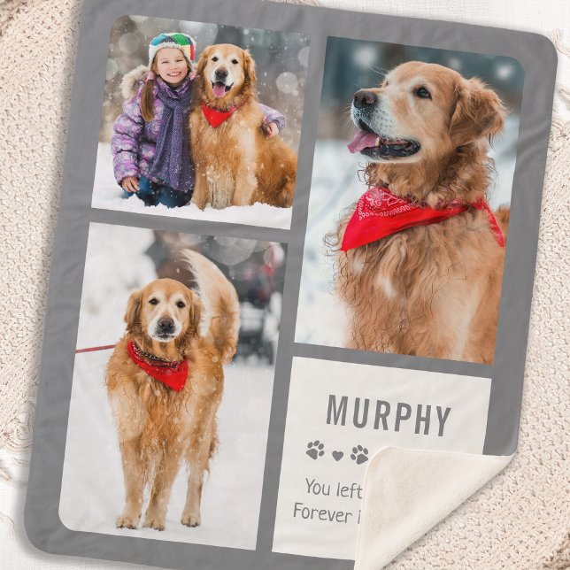 Modern Dog Memorial Photo Collage Sherpa Blanket (Creator Uploaded)