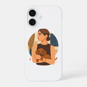 Modern Dog Mom Aesthetic With Cute Puppy iPhone 16 Case