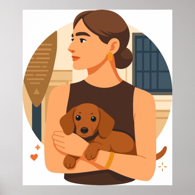 Modern Dog Mom Aesthetic With Cute Puppy Poster (Front)