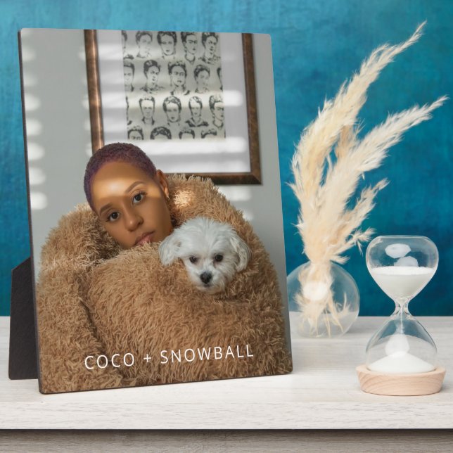 Modern Dog Mum and Dog Pet Photo Keepsake Plaque (Side)