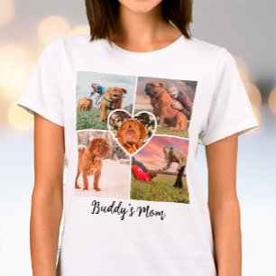 Modern Dog Mum Custom Pet Photo Collage with Name T-Shirt