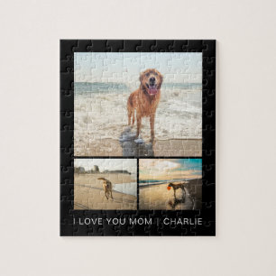 Modern Dog Mum Cute Dogs Black Pet Photo Collage Jigsaw Puzzle
