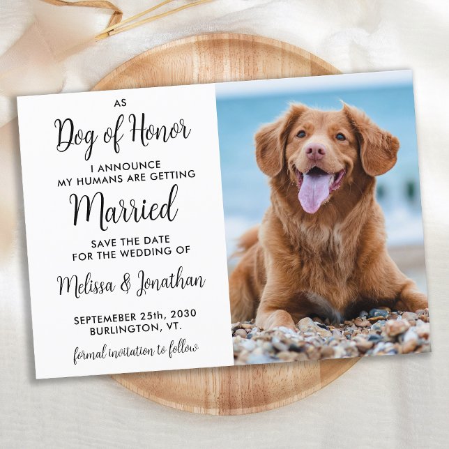 Modern Dog Of Honour Custom Photo Pet Wedding Save The Date (Creator Uploaded)
