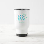 Modern Dog Papa Travel Mug<br><div class="desc">It's the Modern Dog Papa Travel Mug.
The cute sky blue typography and the dog's fresh green footprint are lovely.

You can insert your message or name.
It's the joyful gift for your loved one. 

How about sending your love to your precious people? 
Purchase yours today!</div>