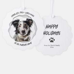 Modern Dog Paw Print First Christmas Holiday Tree Decoration Card