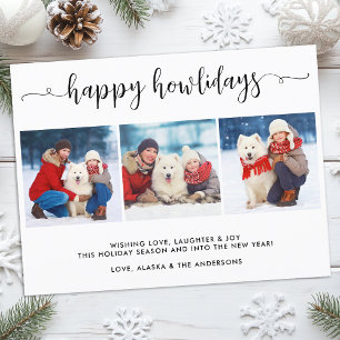 Modern Dog Photo Collage Christmas Happy Howlidays Holiday Postcard