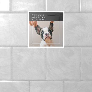 Modern Dog Photo   Dog Quote  Ceramic Tile