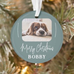 Modern Dog Photo Minimalist Merry Christmas Ornament