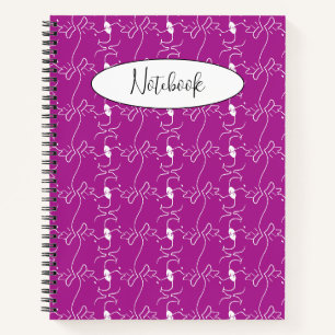 Modern Dog Profile Pattern Pink Custom Spiral Notebook