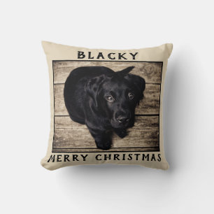Modern Dog Puppy Pet Photo Merry Christmas Cushion