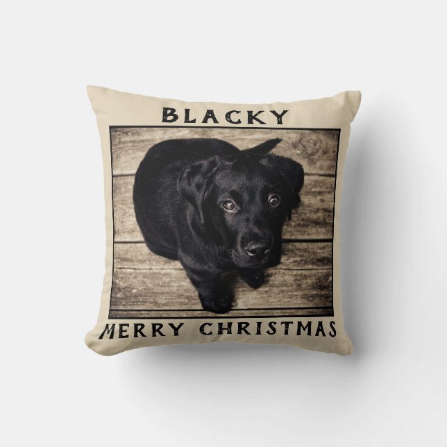 Modern Dog Puppy Pet Photo Merry Christmas Cushion (Front)