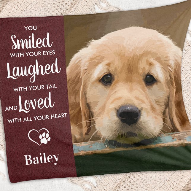 Modern Dog Remembrance Photo Pet Memorial Fleece Blanket (Creator Uploaded)