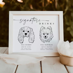 Modern Dog Signature Drinks Wedding Pet Bar Sign