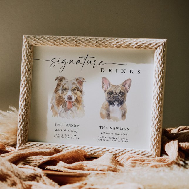Modern Dog Signature Drinks Wedding Pet Bar Sign (Creator Uploaded)