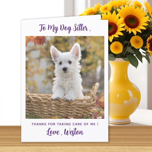  Modern Dog Sitter Cute Pet Photo Thank You Card (Creator Uploaded)