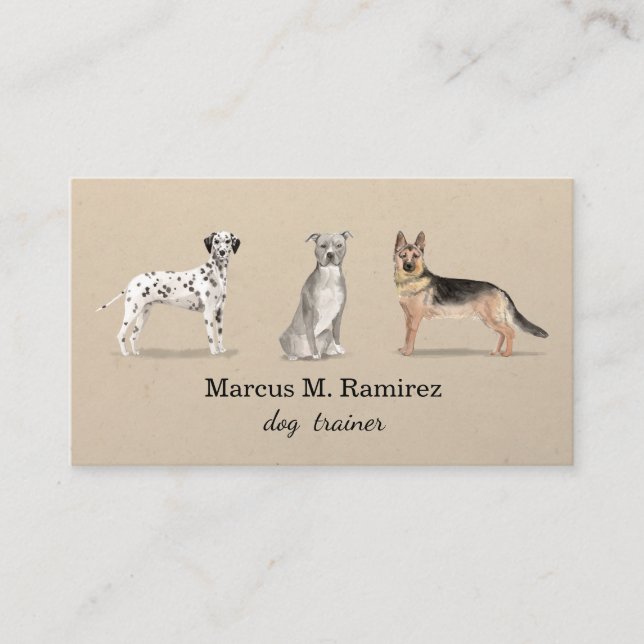 Modern Dog Trainer watercolor dog illustration Business Card (Front)