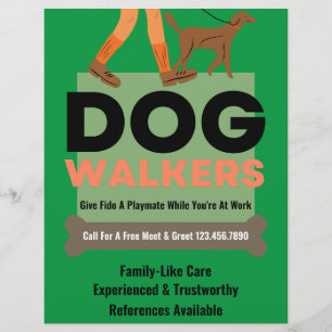 Modern Dog Walker Bone Pet Sitter Flyer