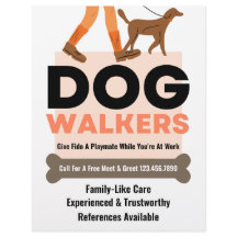 Modern Dog Walker Bone Pet Sitter Flyer