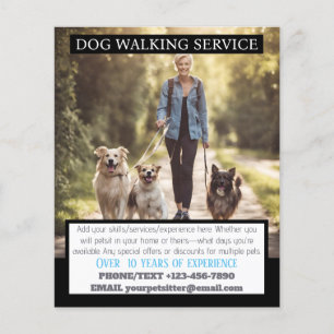 MODERN Dog Walker Pet Sitter Photo Small Business Flyer