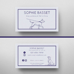 Modern Dog Walking, Pet Sitting Minimalist Business Card