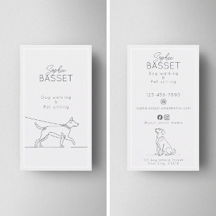 Modern Dog Walking, Pet Sitting Minimalist Business Card