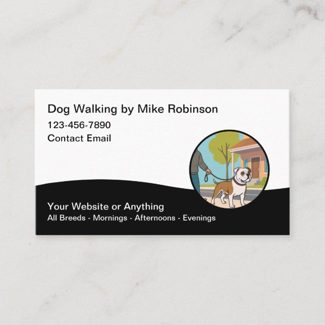 Modern Dog Walking Services Business Cards (Front)