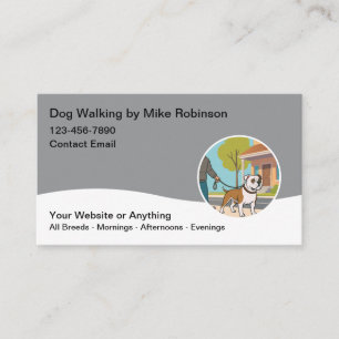 Modern Dog Walking Services Business Cards