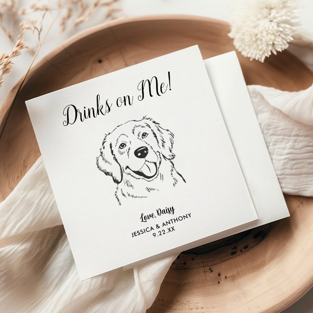 Modern Dog Wedding Cocktail Napkin  (Creator Uploaded)