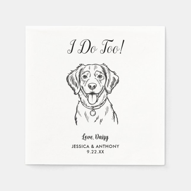 Modern Dog Wedding Cocktail Napkins  (Front)
