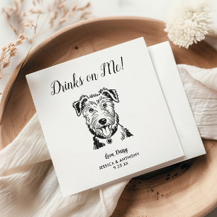 Modern Dog Wedding Cocktail Napkins 