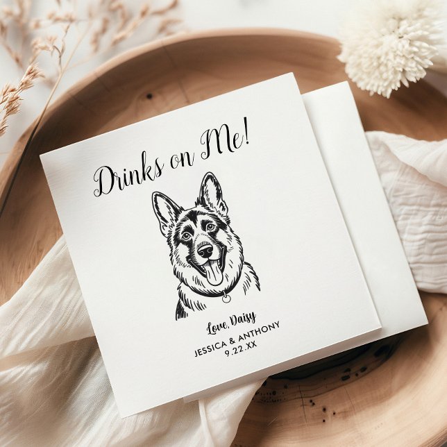 Modern Dog Wedding Cocktail Napkins  (Creator Uploaded)