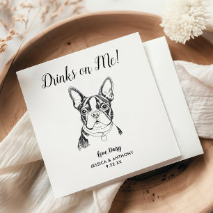 Modern Dog Wedding Cocktail Napkins 