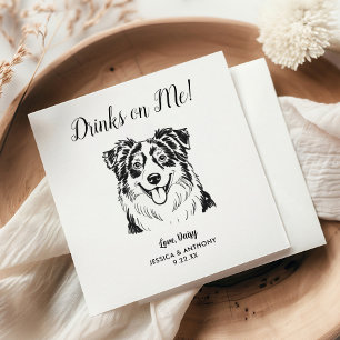 Modern Dog Wedding Cocktail Napkins 